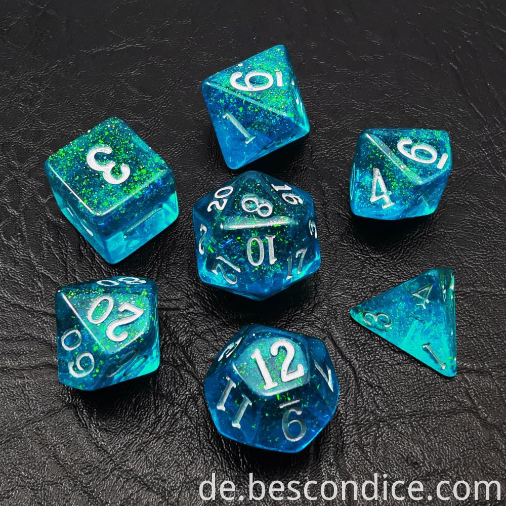 Blue Sparkling Shimmery Rpg Game Dice 1